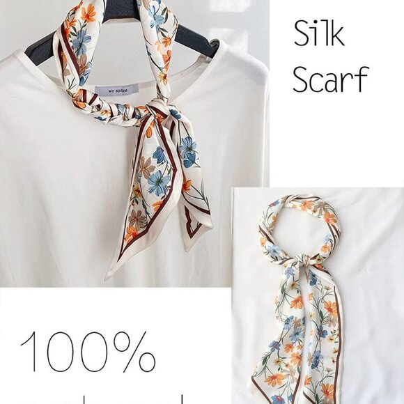 59" Mulberry Silk Like Head Scarf Women's Fashion Square Neck Satin Scarfs for B - Picture 6 of 7